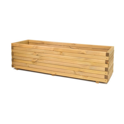 Primrose Pine Raised Flower Bed Planed Trough Planter - Treated Durable Pine & Responsibly Sourced Timber 140cm - 4