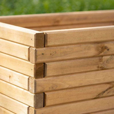 Primrose Pine Raised Flower Bed Planed Trough Planter - Treated Durable Pine & Responsibly Sourced Timber 70cm - 4