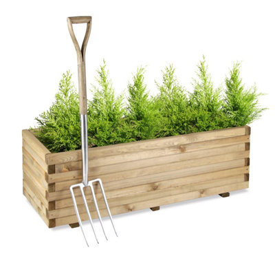 Primrose Pine Wooden Raised Bed Outdoor Trough Planed Planter 120cm