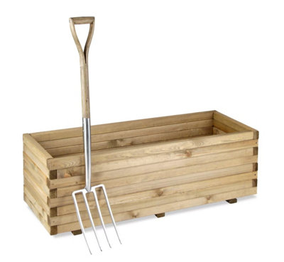 Primrose Pine Wooden Raised Bed Outdoor Trough Planed Planter 120cm