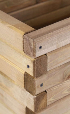 Primrose Pine Wooden Raised Bed Outdoor Trough Planed Planter 120cm