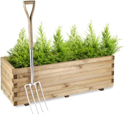 Primrose Pine Wooden Raised Bed Outdoor Trough Planed Planter 90cm