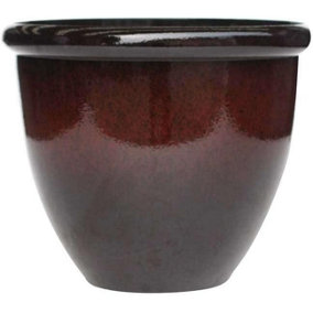 Primrose Plant Pot Round Flower Pot Recycled Plastic Planter in Black Small 41cm