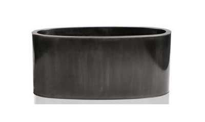 Primrose Platinum Black Silver Low Oval Zinc Galvanised Outdoor Planter 60cm x 27cm