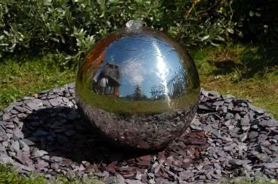 Primrose Polished Sphere Stainless Steel Water Feature with Lights Indoor & Outdoor Use 100cm