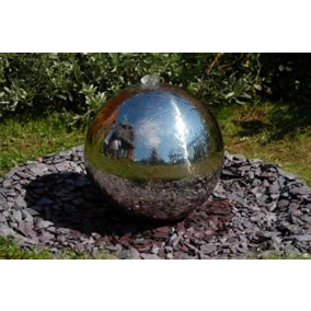 Primrose Polished Sphere Stainless Steel Water Feature with Lights Indoor & Outdoor Use 100cm