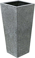 Primrose Poly Terrazzo Stone Black Tall Flared Outdoor Square Planter 91cm