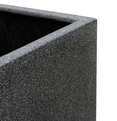 Primrose Poly Terrazzo Stone Large Black Tall Cube Patio Planter 79cm