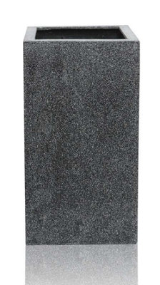 Primrose Poly Terrazzo Stone Large Black Tall Cube Patio Planter 79cm