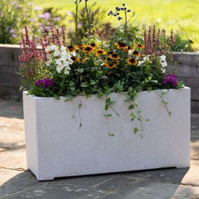 Primrose Poly Terrazzo Stone Small White Trough Outdoor Planter 100cm