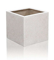 Primrose Poly-Terrazzo White Medium Cube Pot 30cm
