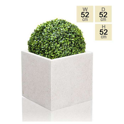 Primrose Poly-Terrazzo XL White Cube Planter H52cm