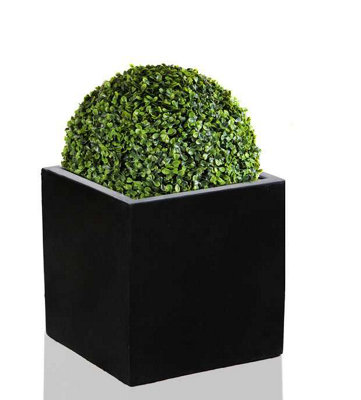 Primrose Polystone Black Medium Cube Pot 30cm