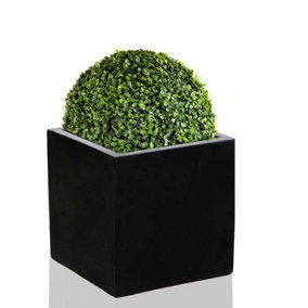 Primrose Polystone Black Medium Cube Pot 30cm