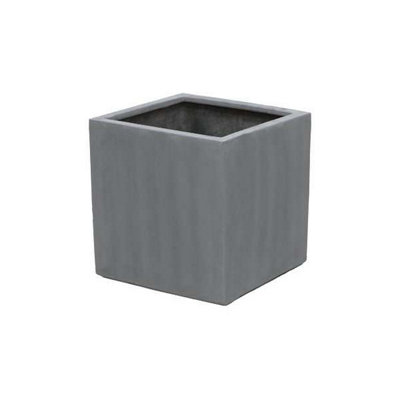 Primrose Polystone Grey Square Cube Outdoor Patio Planter 52cm