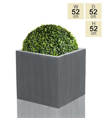 Primrose Polystone Grey Square Cube Outdoor Patio Planter 52cm