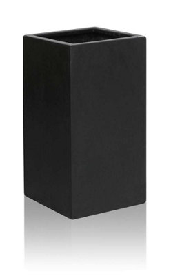 Primrose Polystone Large Black Tall Outdoor Patio Cube Planter 79cm