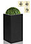 Primrose Polystone Large Black Tall Outdoor Patio Cube Planter 79cm