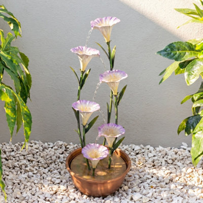 Primrose Potted Pink Lily Tiered Cascading Zinc Water Feature