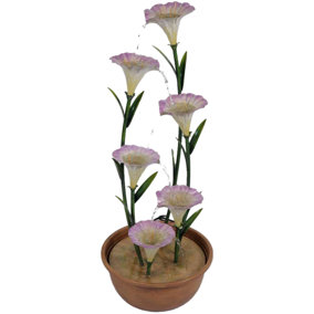 Primrose Potted Pink Lily Tiered Cascading Zinc Water Feature