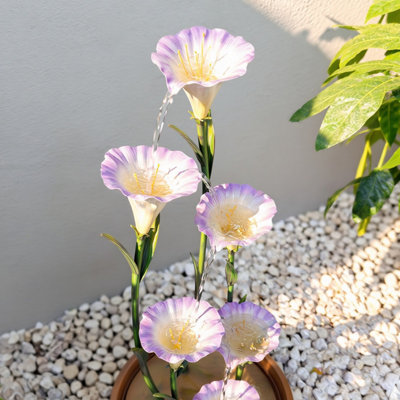 Primrose Potted Pink Lily Tiered Cascading Zinc Water Feature