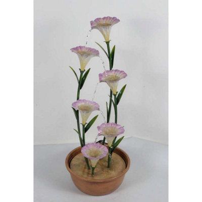 Primrose Potted Pink Lily Tiered Cascading Zinc Water Feature