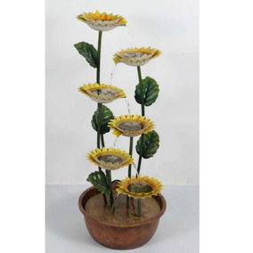 Primrose Potted Sunflower Tiered Cascading Zinc Water Feature
