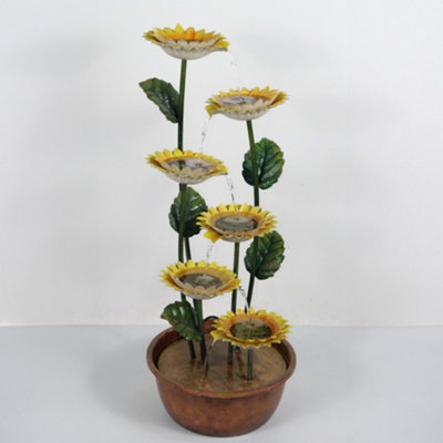 Primrose Potted Sunflower Tiered Cascading Zinc Water Feature