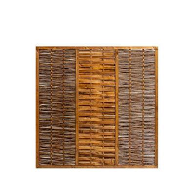 Primrose Premium Framed Fence Panel Bunched Willow Hurdle Hand Woven 1.82m x 1.82m