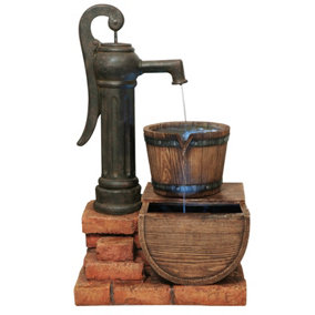 Primrose Pump and Barrel Water Feature with Lights H82cm