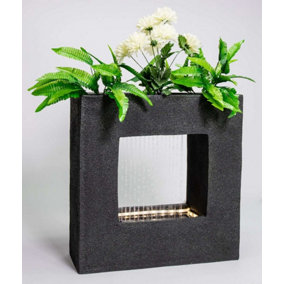 Primrose Rain Effect Water Feature with Planter and LED Lights for Indoor & Outdoor Use H56cm
