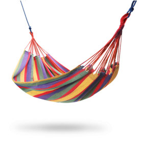 Primrose Rainbow Outdoor Garden Double Hammock with Travel Bag & Fittings Included