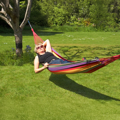 Primrose Rainbow Outdoor Garden Single Hammock with Travel Bag & Fittings Included - 9