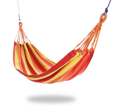 Primrose Red & Yellow Stripe Outdoor Garden Single Hammock with Travel Bag & Fittings Included