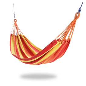 Primrose Red & Yellow Stripe Outdoor Garden Single Hammock with Travel Bag & Fittings Included