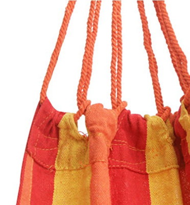 Primrose Red & Yellow Stripe Outdoor Garden Single Hammock with Travel Bag & Fittings Included - 4