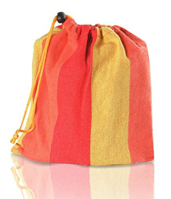 Primrose Red & Yellow Stripe Outdoor Garden Single Hammock with Travel Bag & Fittings Included - 6