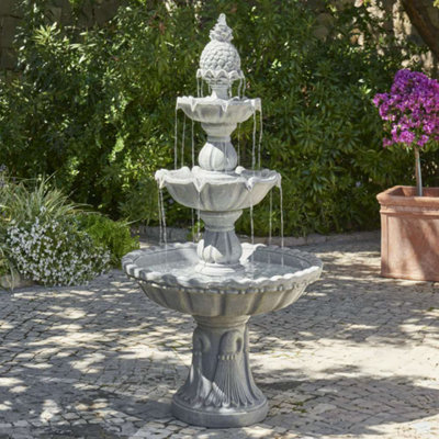 Sunnydaze 4Tier Lion Head Outdoor Water Fountain With