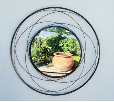 Primrose Round Orbital Deep Bronze Metal Framed Acrylic Garden Mirror