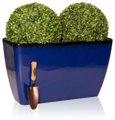 Primrose Royal Blue Glaze Effect Trough Planter Frost Resistant 75cm