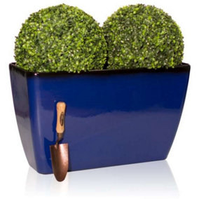 Primrose Royal Blue Glaze Effect Trough Planter Frost Resistant 75cm