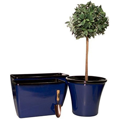 Primrose Royal Blue Glaze Effect Trough Planter Frost Resistant 75cm