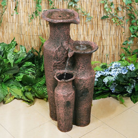 Primrose Sama Cascading Jars Garden Patio Water Feature for Indoor & Outdoor Use H84cm