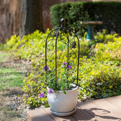 Primrose Scroll and Ivy Metal Pot Trellis Topper in Bronze 60cm