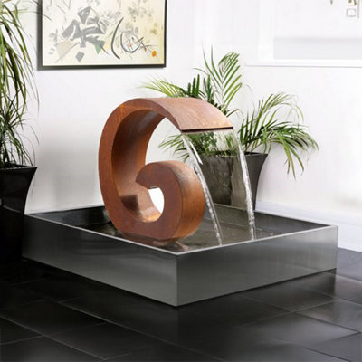 Primrose Sentosa Corten Steel Cascade Water Feature With Surround Reservoir