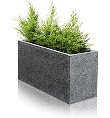 Primrose Set of 2 Poly-Terrazzo Black Trough Indoor Outdoor Planter 100cm - 3