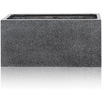 Primrose Set of 2 Poly-Terrazzo Black Trough Indoor Outdoor Planter 100cm - 5