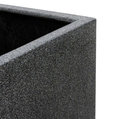 Primrose Set of 2 Poly-Terrazzo Black Trough Indoor Outdoor Planter 100cm - 7
