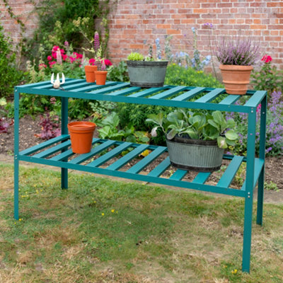 Primrose Set of 2 Traditional Greenhouse 2 Tier Garden Staging Green 1.22m