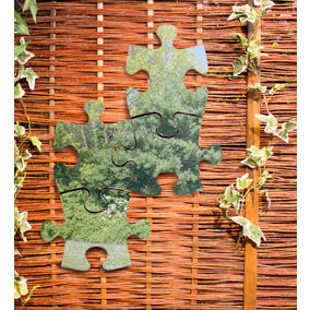 Primrose Set of 4 Acrylic Non Shatter Outdoor Wall Mounted Puzzle Silver Garden Illusion Mirror 38cm x 27cm